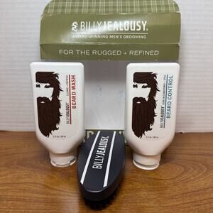 Billy Jealousy Beard Wash & Beard Control W/ Brush Set 3 fl.oz New